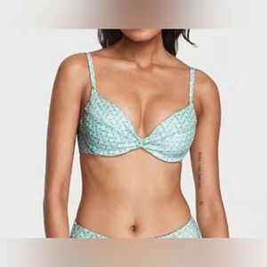 Victoria’s Secret Push-Up Bikini Top Crossover High-Waist Bottom Small 32DD